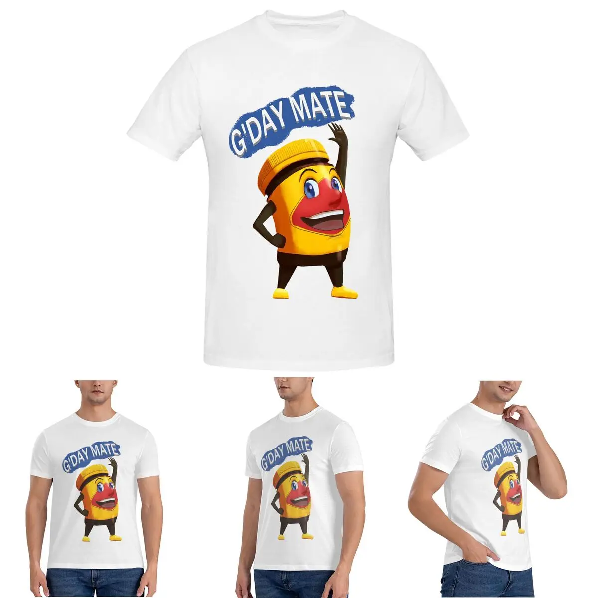 

Australian Vegemite Happy Cartoon T-Shirt for Men Cotton Plus Size T Shirts Men's Tees Short O-Neck Summer Clothes Tops S-6XL