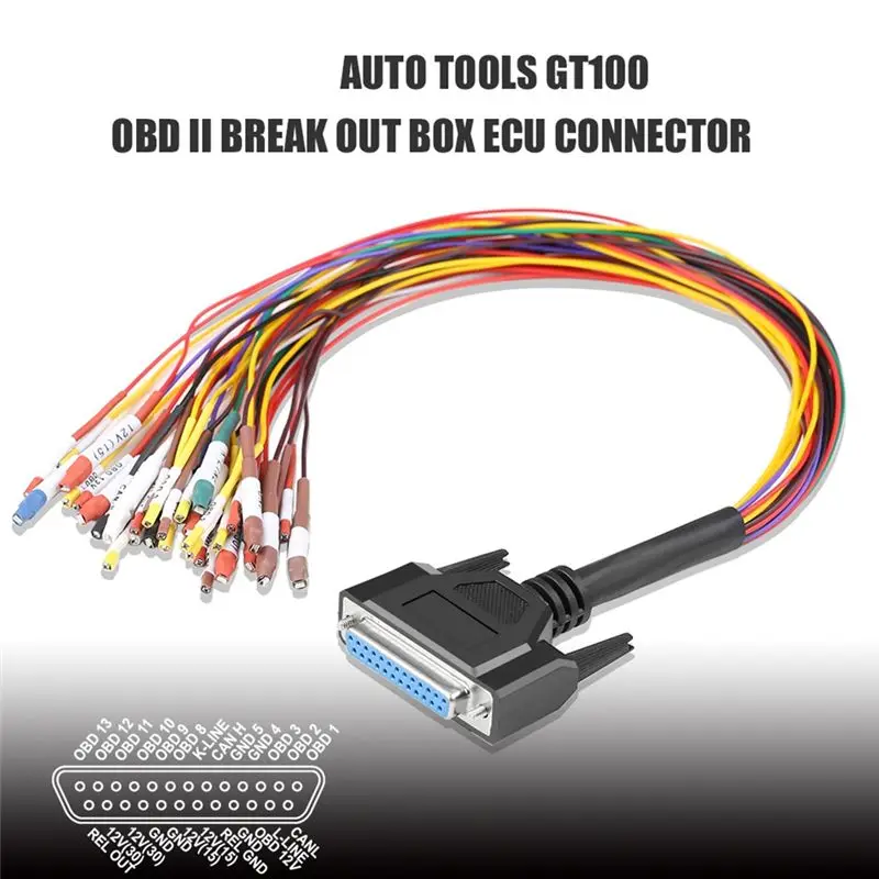 Jumper Cable For GODIAG AUTO TOOLS For GT100 OBD II Break Out Box ECU Connector- Colorful DB25 For GT100