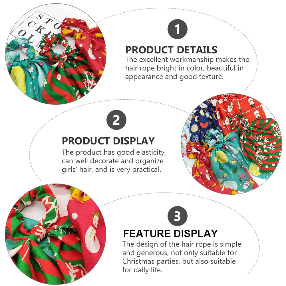 

3 Pcs Snowflake Hair Ring Accessories Family and Friends Rope Scarf Festive Christmas Hairband Fabric (Polyester) Ribbon Rings