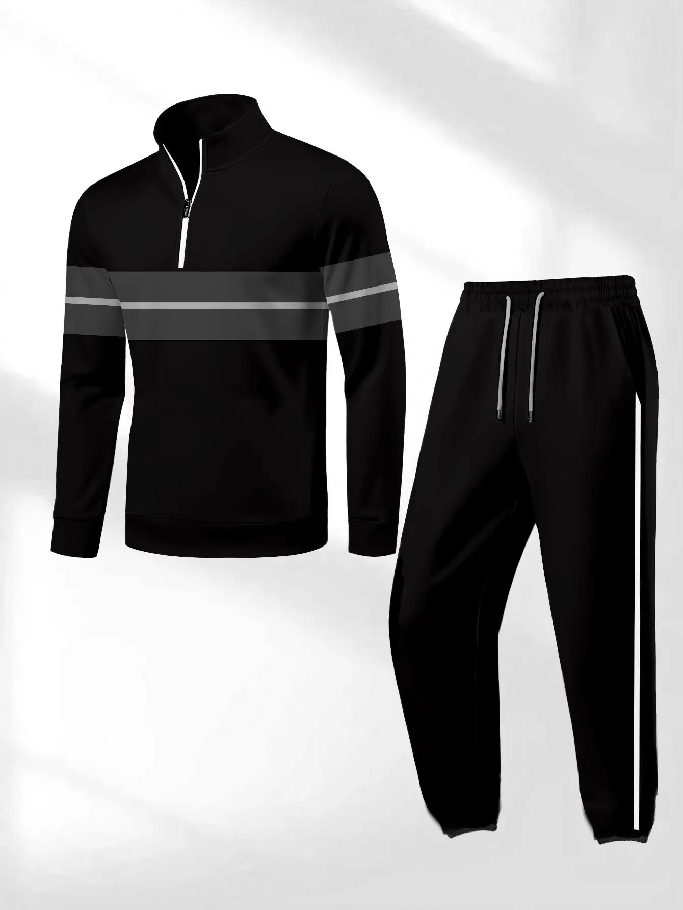 Ensemble 2 pièces, ensemble haut à manches longues et pantalon long de sport à la mode pour hommes européens et américains