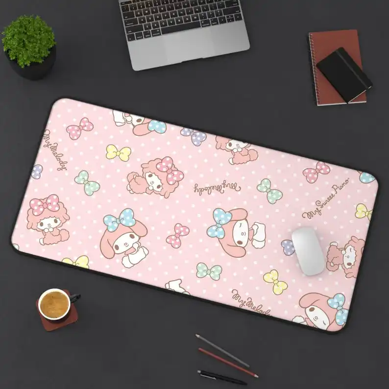 My Melody Mouse Pad | My Melody Pink Bow Polka Dot | Sanrio Desk Mat Gaming Setup | Cute Kawaii RGB Aesthetic
