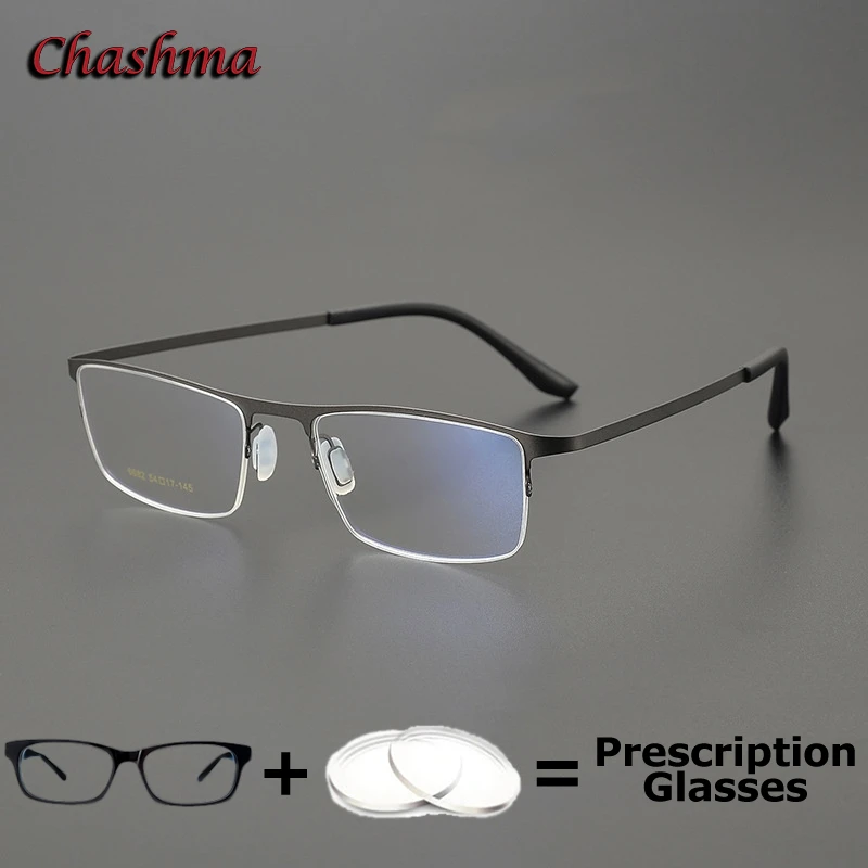 Men Optical Prescription Glasses Anti Blue Ray half Frame Myopia Lens Multifocal Progressive Glass Fashion Screwless Spectacle