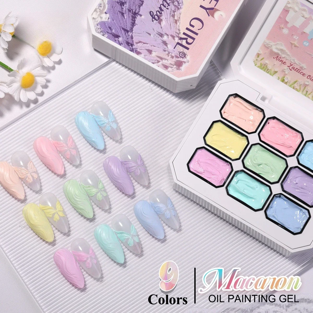 9 ألوان النفط اللوحة محفورة رسم هلام مسمار البولندية تأثير ثلاثية الأبعاد DIY تنقش مانيكير هلام ديكور لا حاجة معطف فوقي الملمس الغراء #3