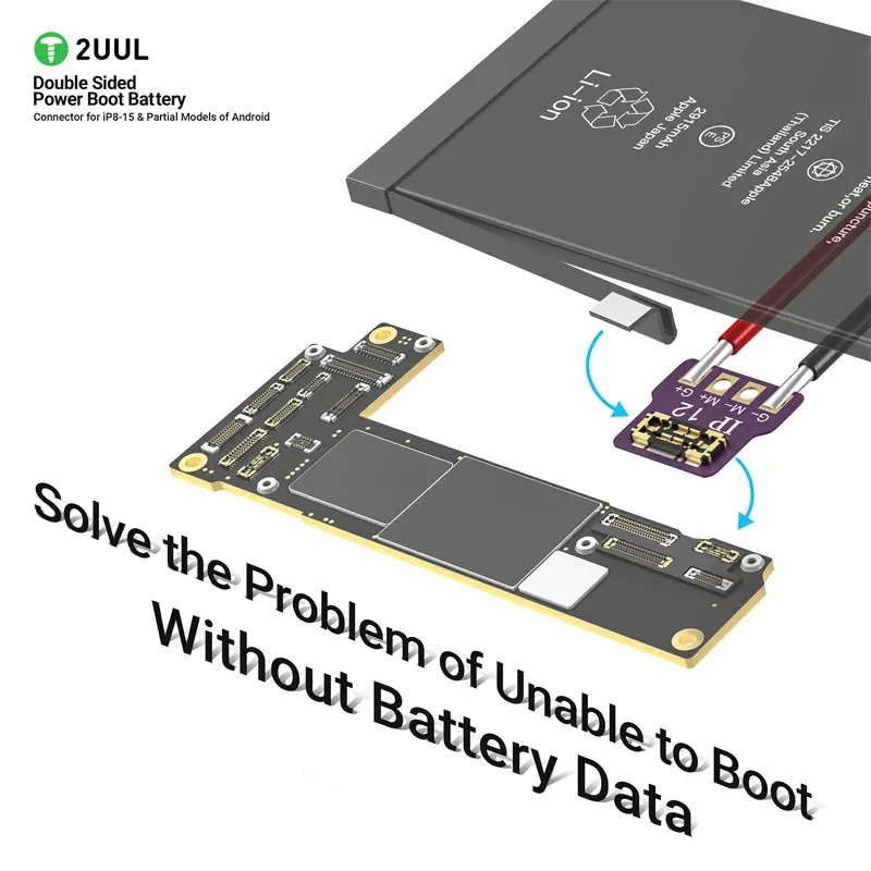 2UUL BT02 Battery Power Boot Connector for IP8-15 Android Need Welding Battery Double Sided Buckle Battery Activated Board