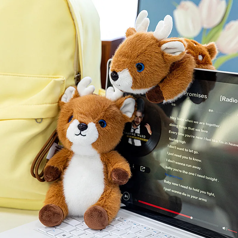 Cartoon Anime Plum Blossom Deer Plush Toy Bag Pendant Creative Simulation Soft Plush Stuffed Animal Deer Plush Toy Cute Gifts