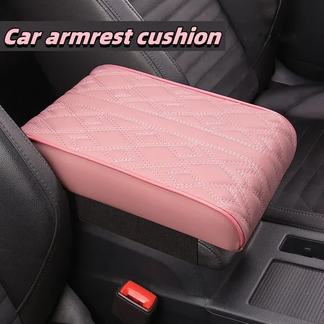 Wave Embroider PU Leather Car Armrest Mat Center Console Arm Rest Protection Cushion Auto Armrests Storage Box Cover Pad
