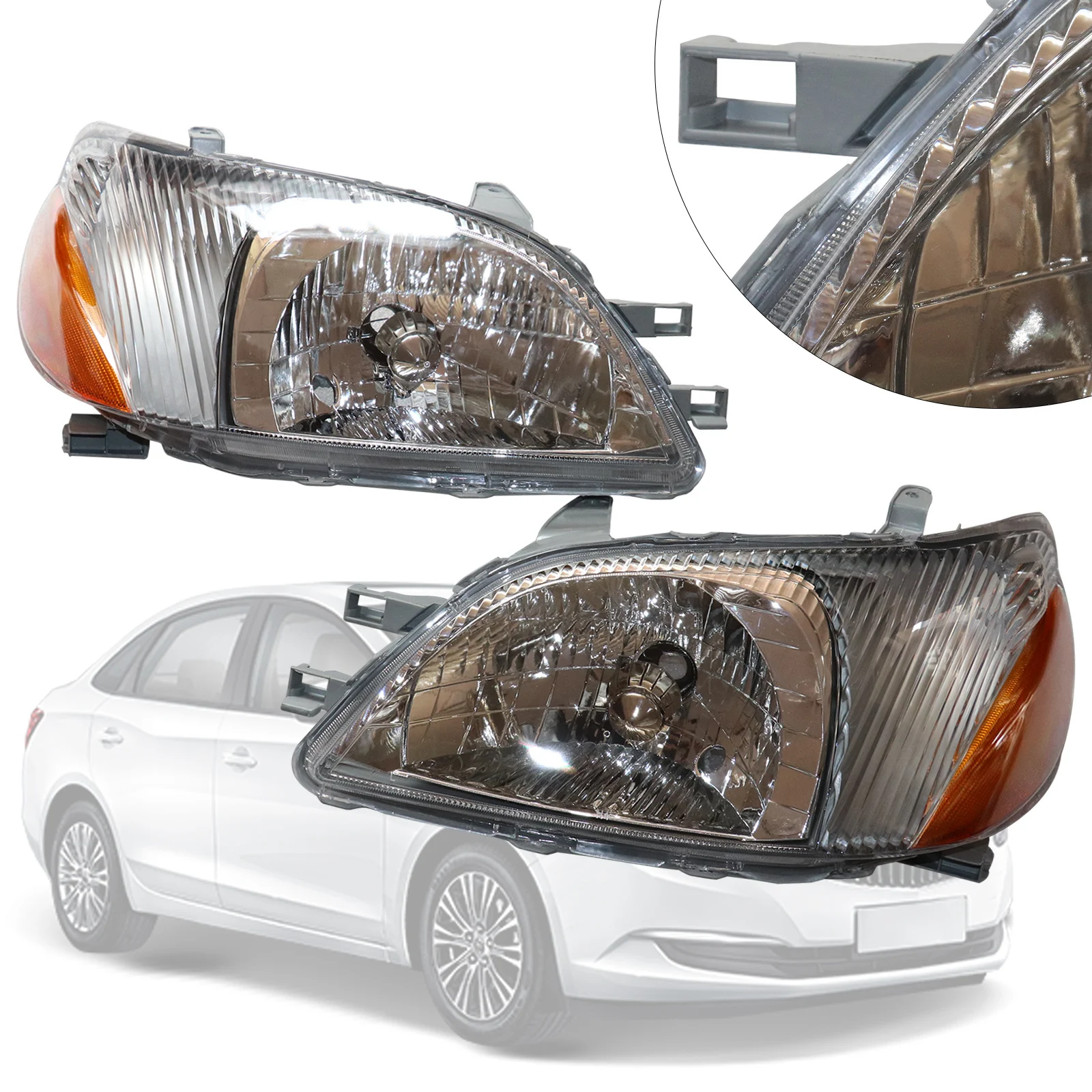 

For 2000 2001 2002 Toyota Echo Headlights Headlamps Assembly Left Side/ Right Side/ 1 Pair (Left & Right) 8115052190, 8111052190