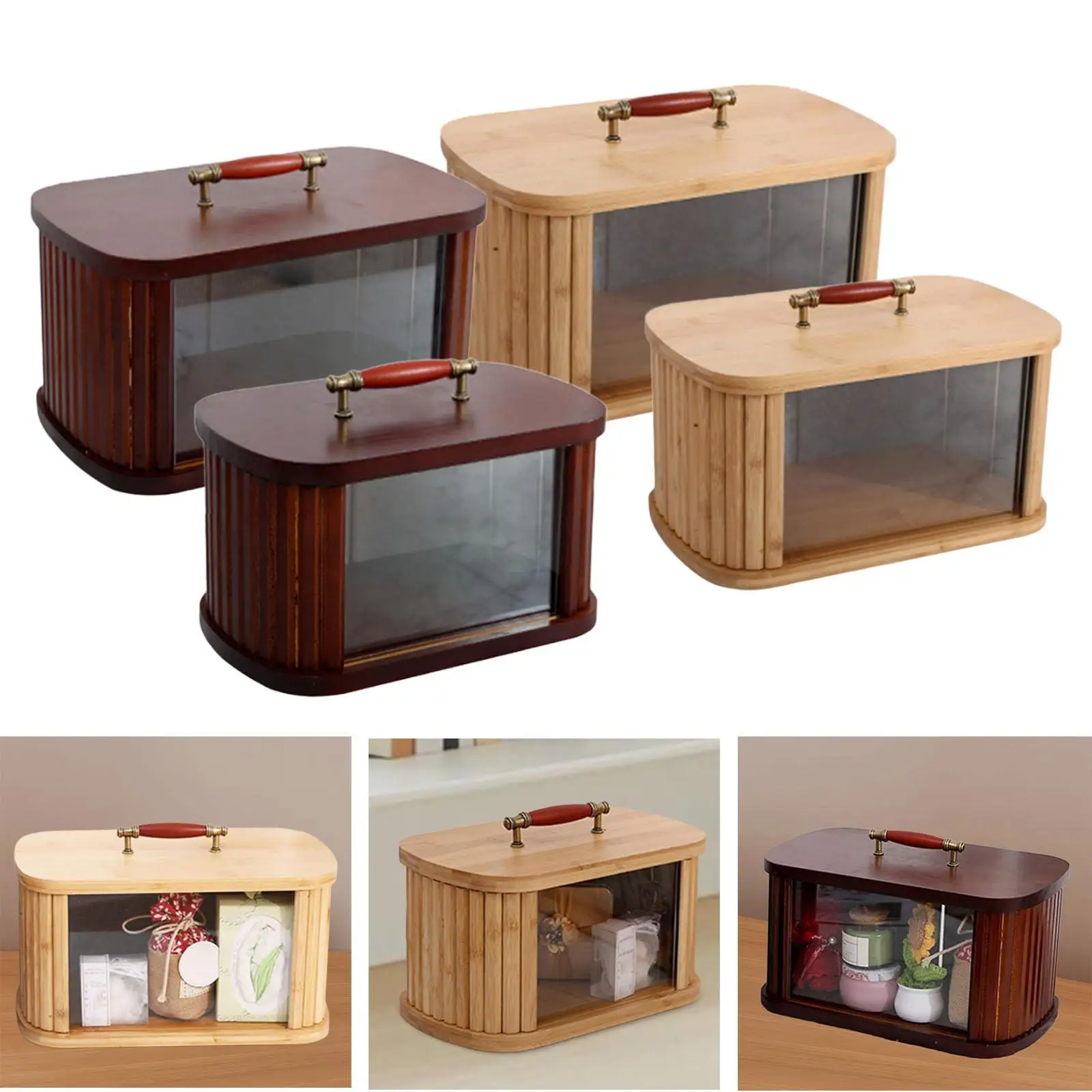 

Bread Box for Kitchen Countertop Portable Handle Retro Bridesmaid Gift Box for Farmhouse Wedding Coffee Shop Counter Pantry