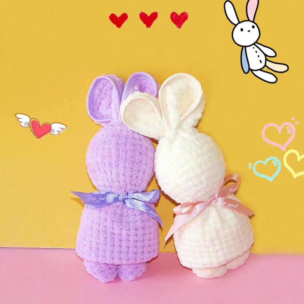 

6Pcs Rabbit Towel Adorable Household Wash Towels for Children Soft Breathable Non-Fading Baby Towel Set Wedding Party Gift Idea