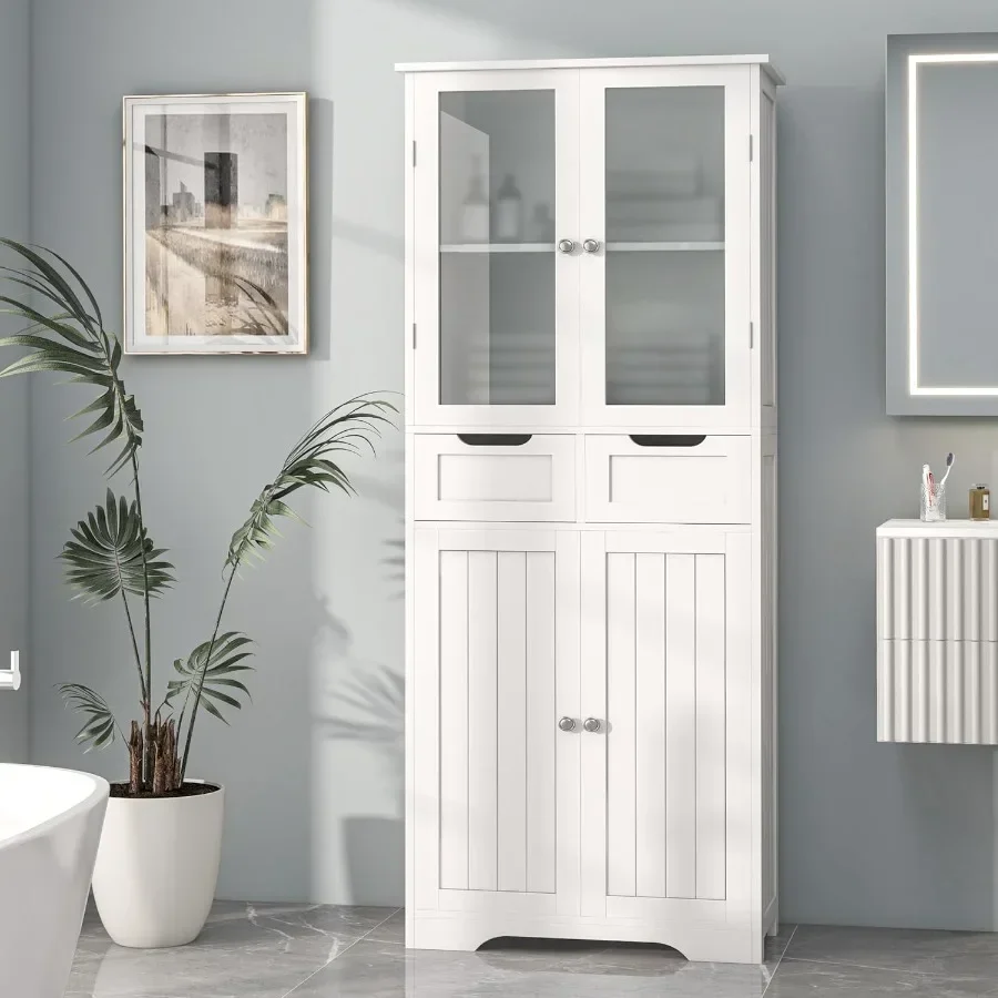Storage - 67 cm hoher Badezimmerschrank, freistehender weißer