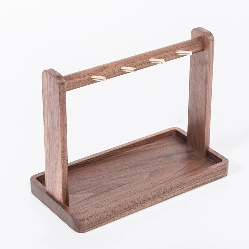 Bandeja para llaves de madera de nogal negro, organizador de escritorio creativo, caja de almacenamiento de llaves multifuncional, pieza decorativa para oficina y hogar