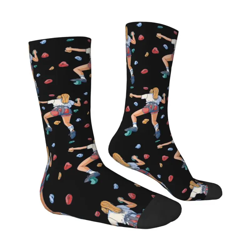 Bouldering Rock Climbing Dress Socks Men's Women's Warm Funny Novelty Boulder Climber Crew Socks