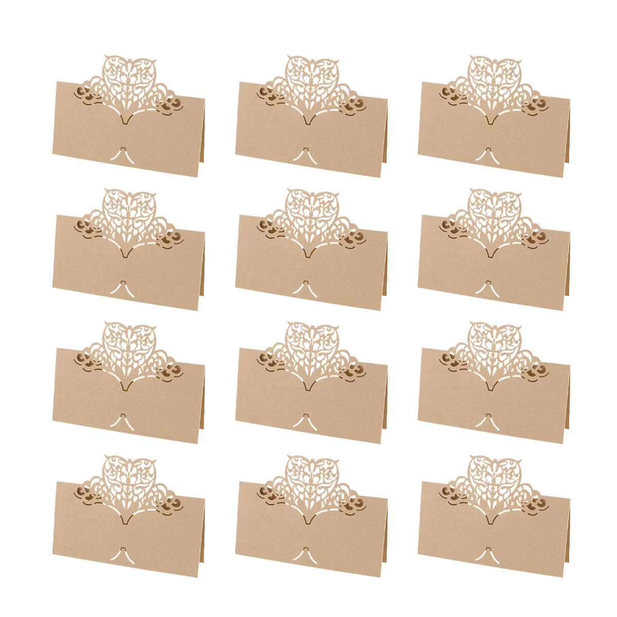 

24pcs Laser Cut Table Name Place Cards Wedding Party Decoration Paper Seat Golden Beige Large Elegant Unique