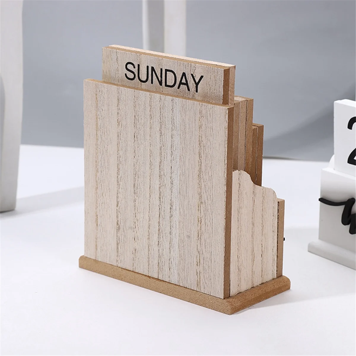 Ewiger Kalender Holz Vintage Holzblock Kalender für Home Office Schreibtisch Zubehör Woche Monat Datum Anzeige