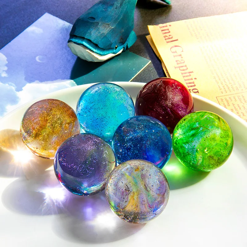 4cm Coloured Glaze Crystal Ball With Light Holder Luminous Planet Crystal Ball Night Light Home Bedroom Decor Girls Friend Gift