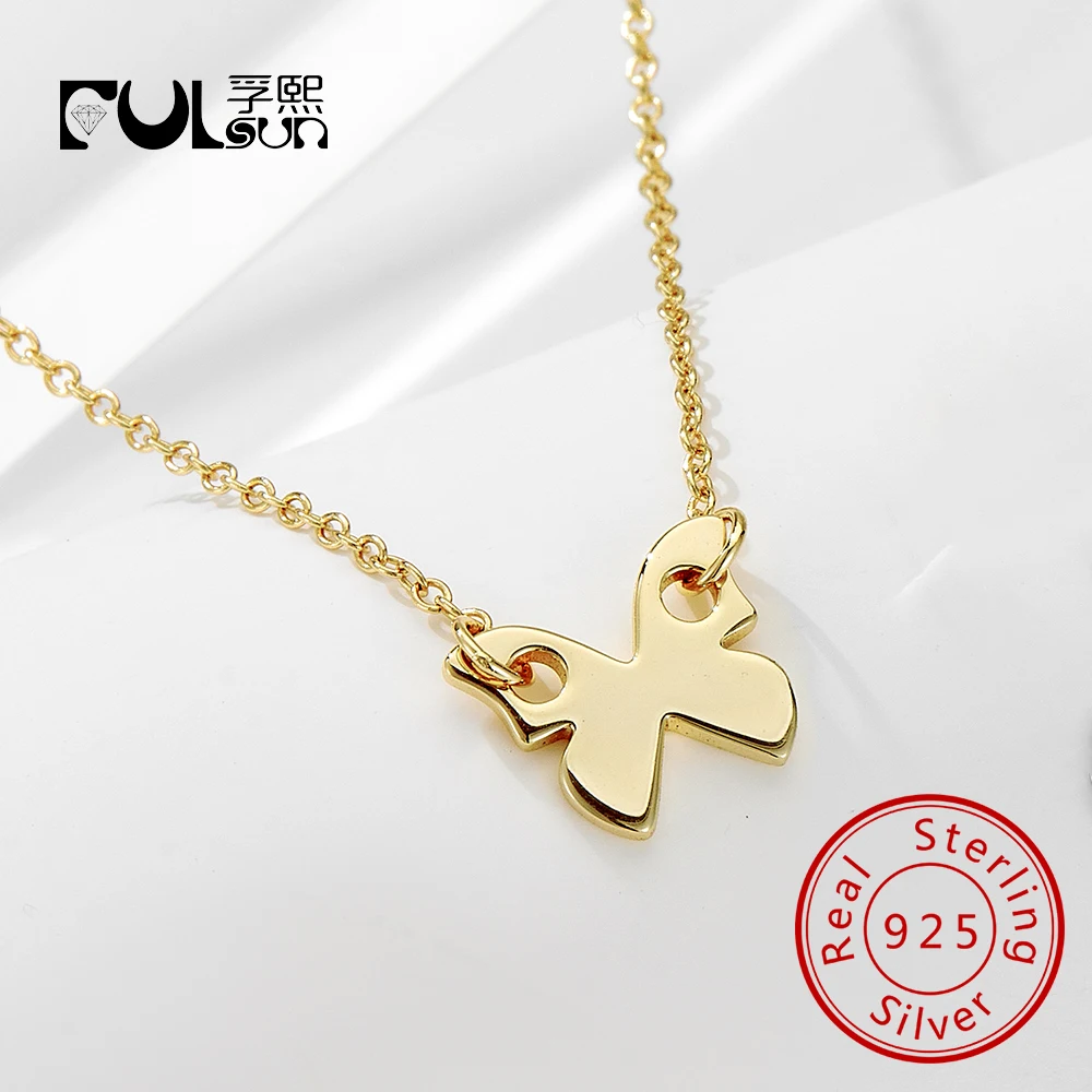 

Полый минималистичный воротник с насекомыми, 14-каратное золото, подвески-бабочки, ожерелье, серебряные украшения, простое серебро S925 для женщин