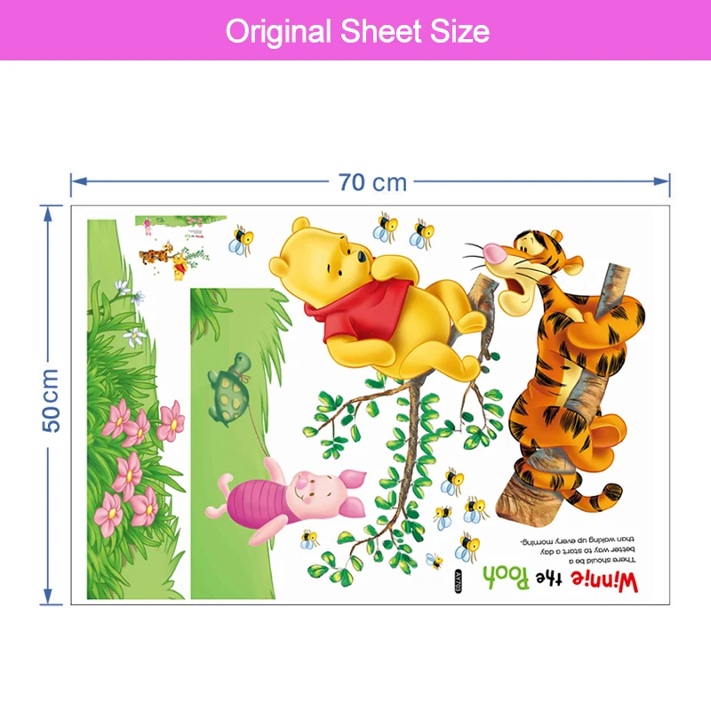 Winnie The Pooh Bear With Tiger Pig Wall Stickers For Kids Room Home Decoration Cartoon Animals Mural Art Children\'s Wall Decals