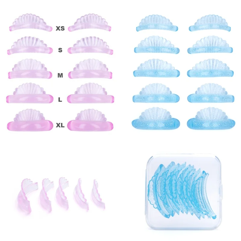 Coussinets en silicone pour rehaussement de cils, 5 paires, bleu/rose, 3D, bigoudi, patchs pour les yeux, outils applicateurs, accessoires d'extension de cils