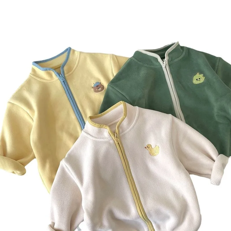2026 New Children Boys Girls Polar fleece cardigan jacket Autumn Winter Kids Warm Baby Coats Causal Toddler Outerwear