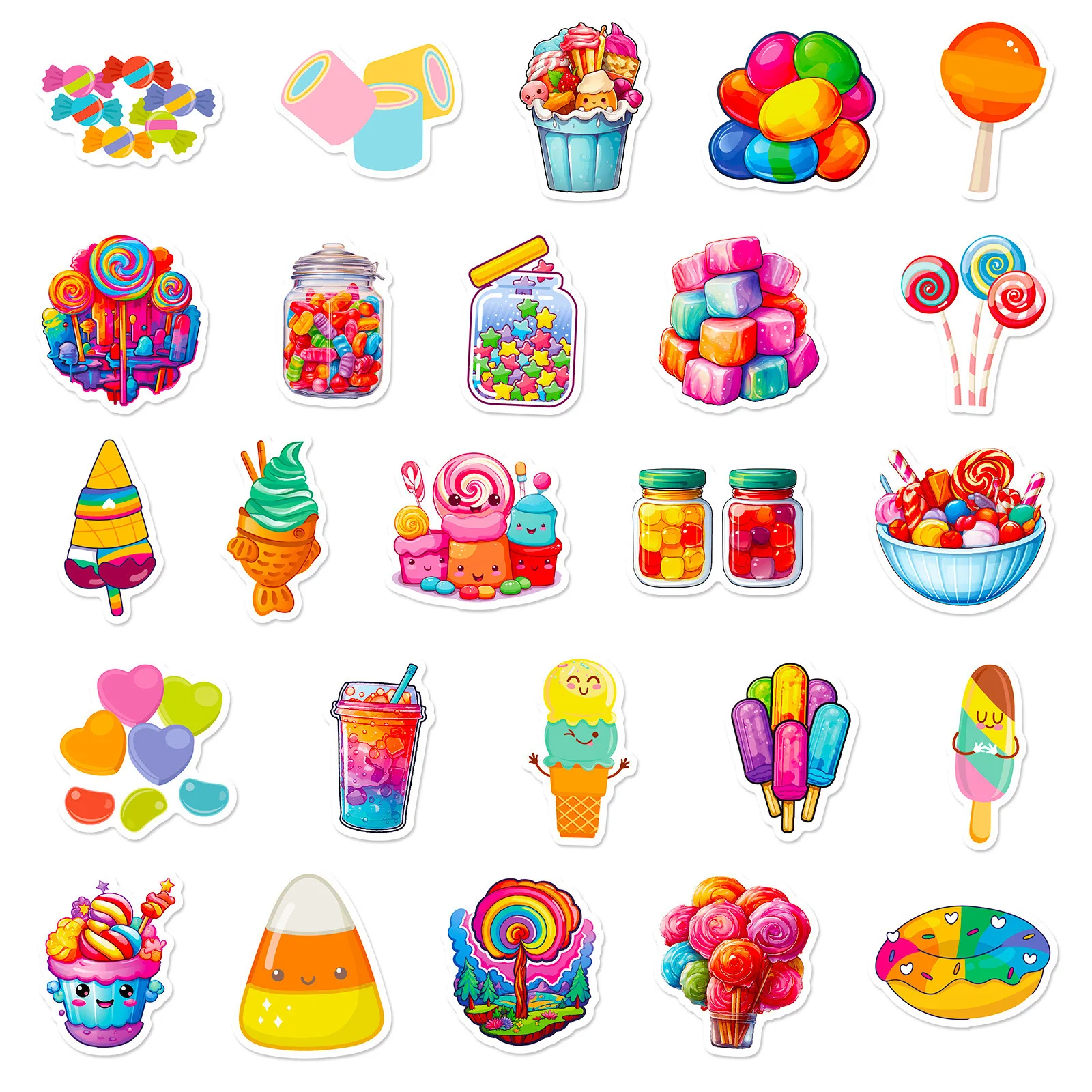 10/30/50PCS Cute Rainbow Candy Colorful Decoration Scrapbooking PVC Sticker Aesthetic Korean Stationery School Supplies for Kids image 2