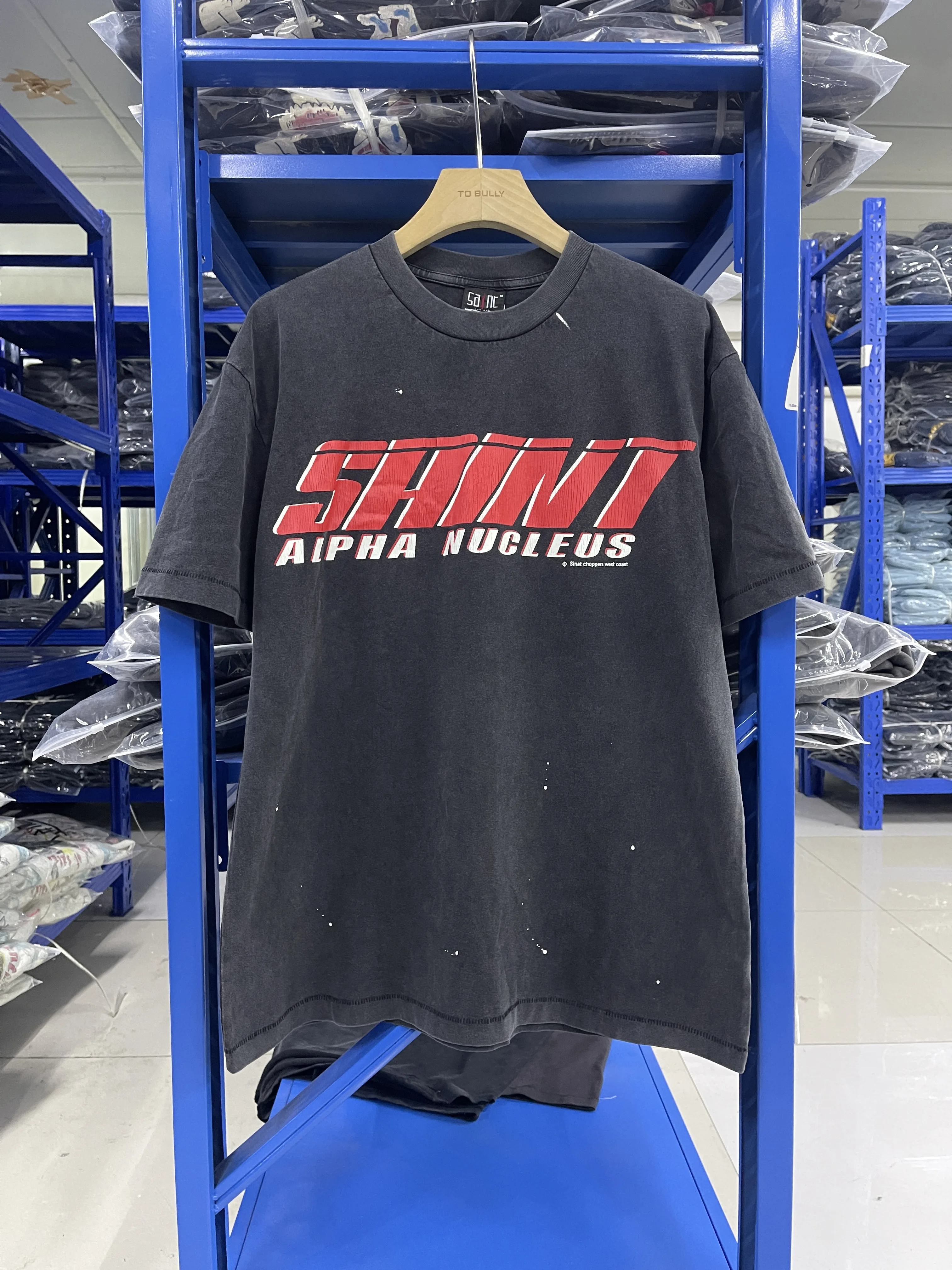 

Vintage Saint 25SS AIPHA Letter Printed Pattern High Street Casual Loose Cotton T-shirt Washed Oversized Men's Tops High Quality