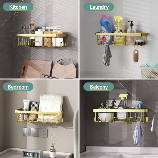 

Adhesive Shower Caddy 6-Pack,Gifts for Women Mom,Heavy Weight Bearing,Large Wall Mounted Bathroom