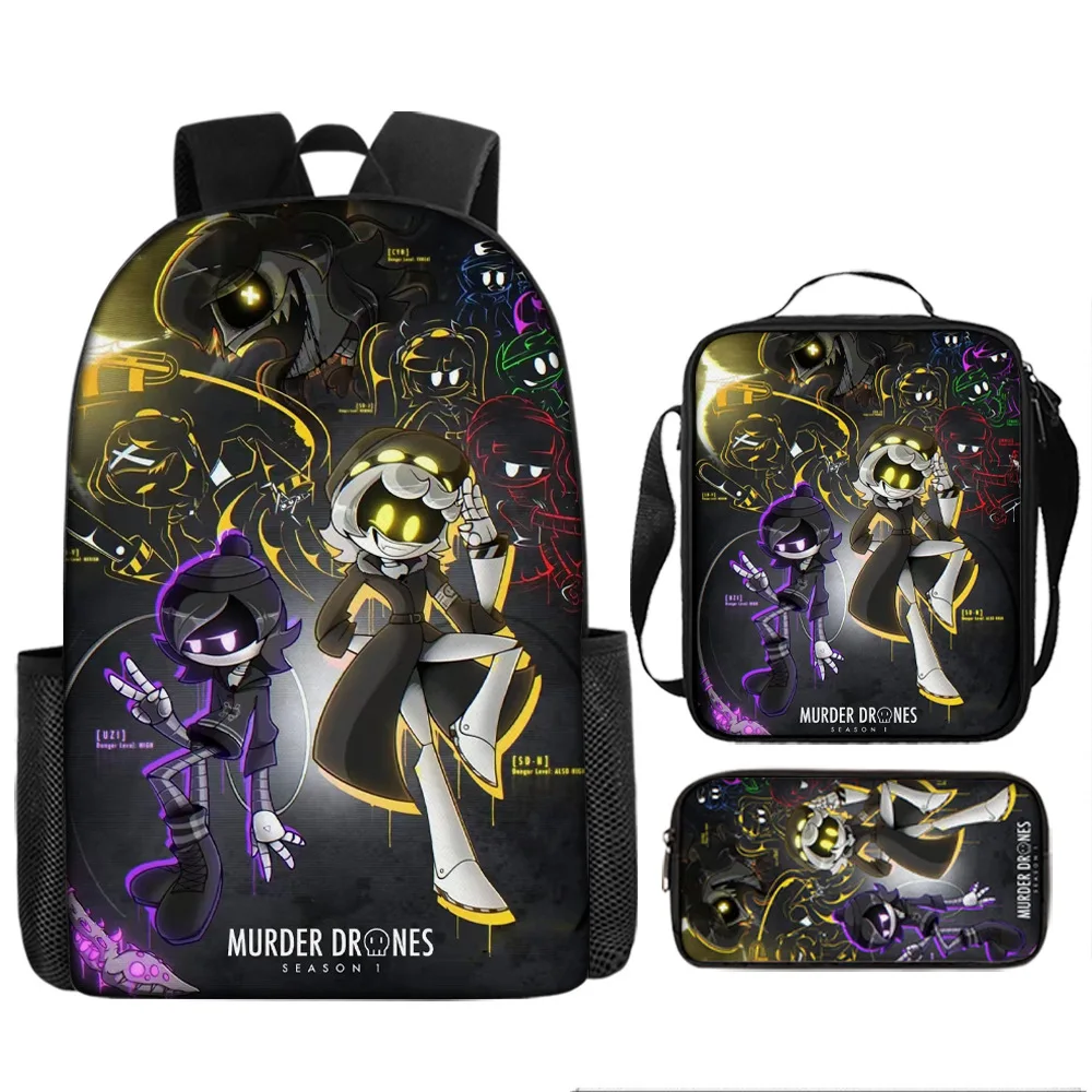 

3PCS School Bag Pen Case Satchel Cartoon Murder Drones Anime Back To School Backpack Shoulder Bags Pupil Student Birthday Gifts
