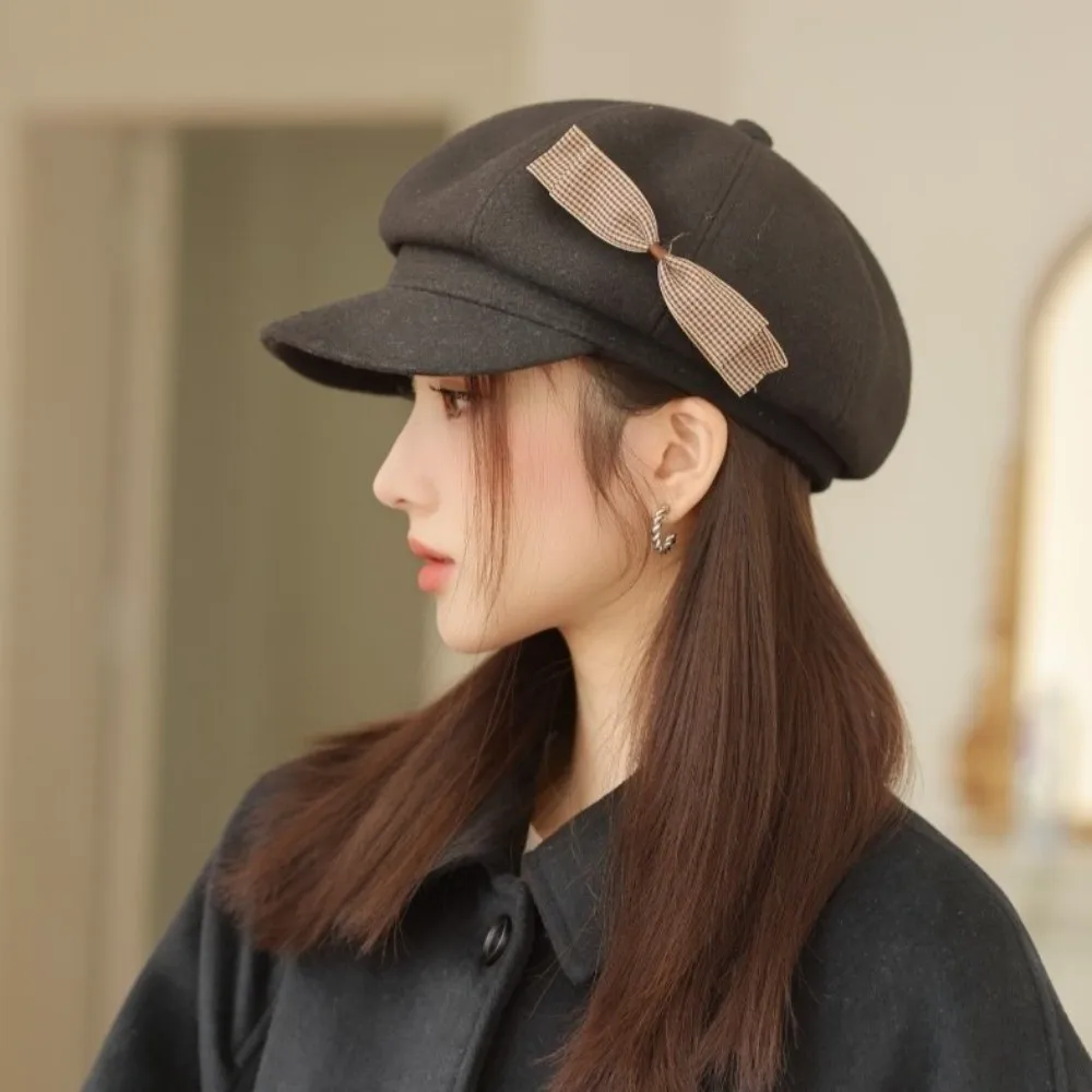 カジュアルウールボウベレー帽無地暖かいペインターハット多用途韓国スタイルキャスケット帽子秋冬