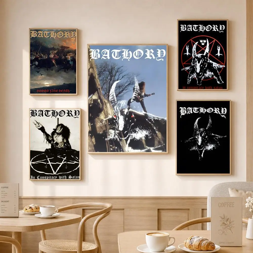 B-Bathory Retro Music Band Painting Calligraphy High-Definition With Textured Finish Modern Style For Hallway Wall Art Decor