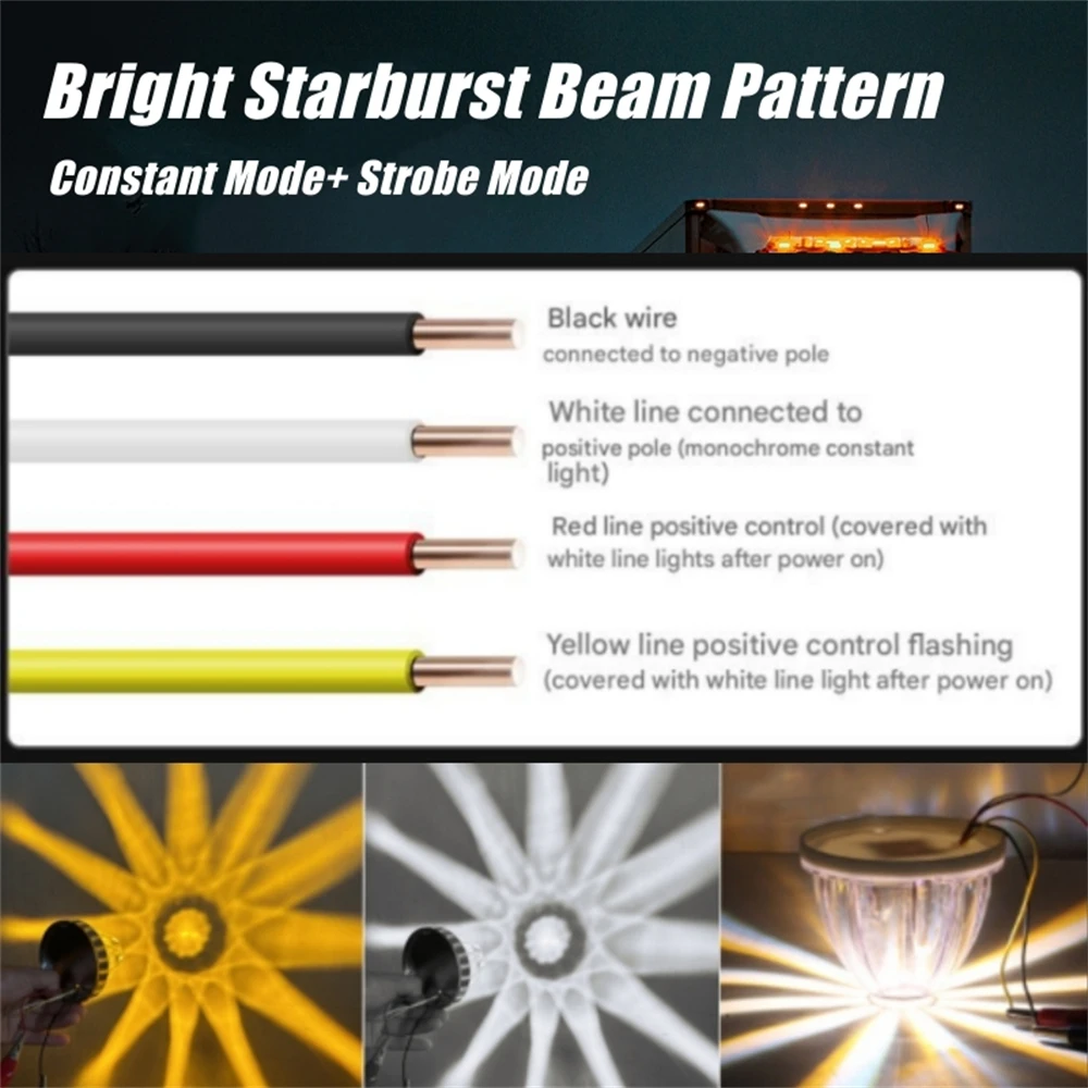 4 قطعة أضواء مقطورة خارجية تحت الوهج أضواء البطيخ الزجاجية 10-30 فولت LED ثورة مزدوجة ستروب أضواء الصخور لشبه شاحنة