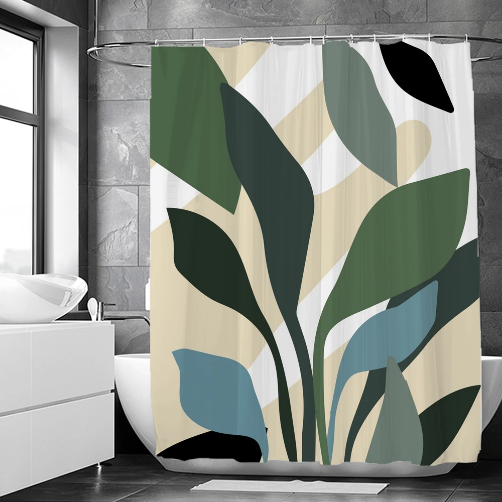 Nordic Wind Shower Curtain Rustic Geometric Morandi Color Shower Curtains Abstract Print Fabric Bathroom Bath Curtain With Hooks