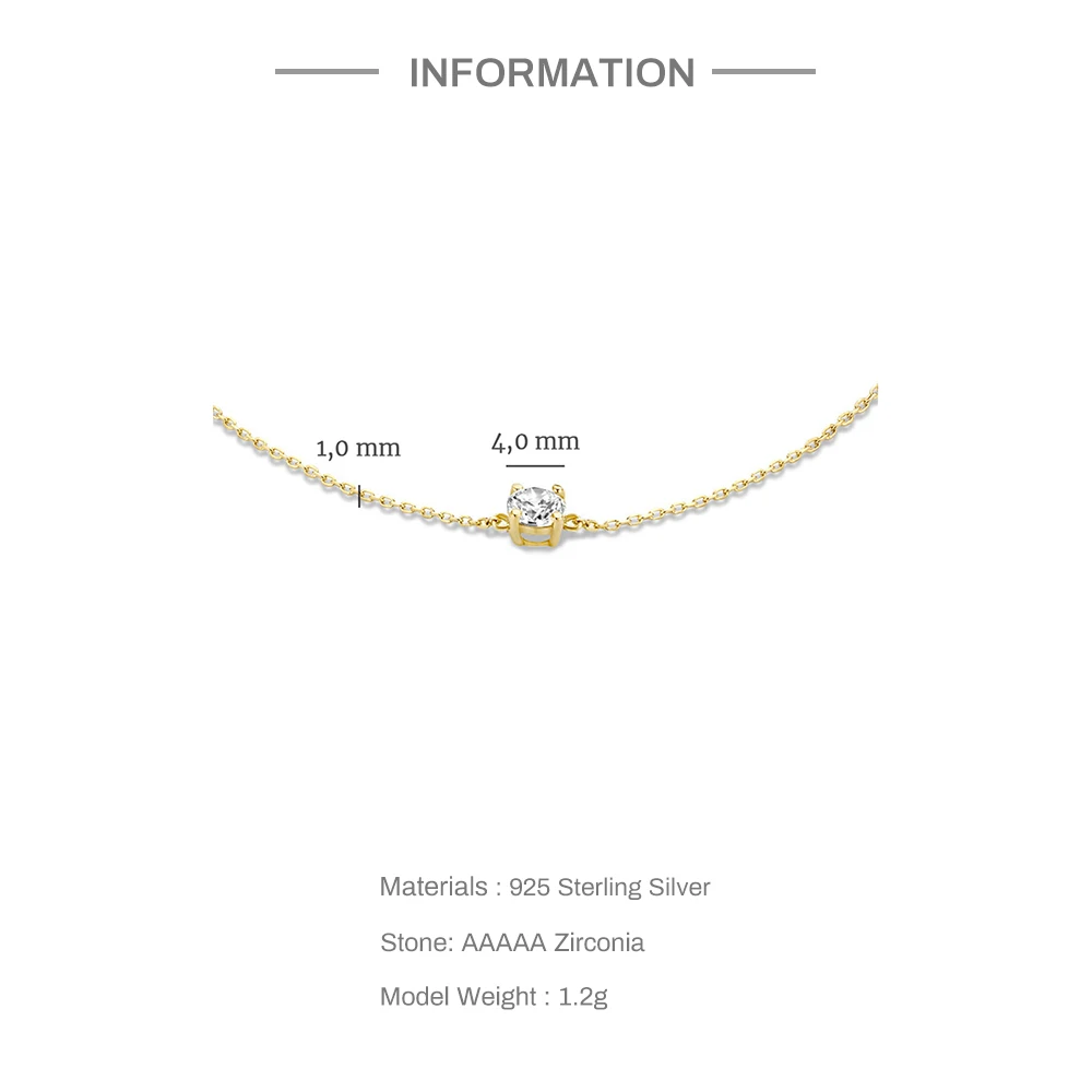 925 Sterling Silver Chain Bracelet Simple Round Zircon Pendant Charm Blange Bracelets For Lovers' Wedding Jewelry Gift