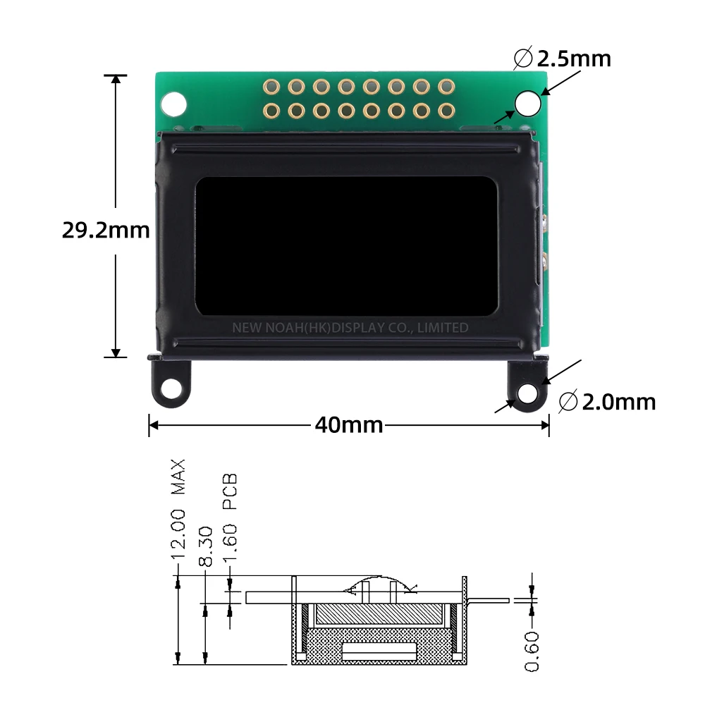 DFSTN schwarzer Film Grün 0802C LCD-Modul 2*8 Controller ST7066U 40X29,2X12Mm LCD-Parallelanzeige 51 Mikrocontroller Stm32