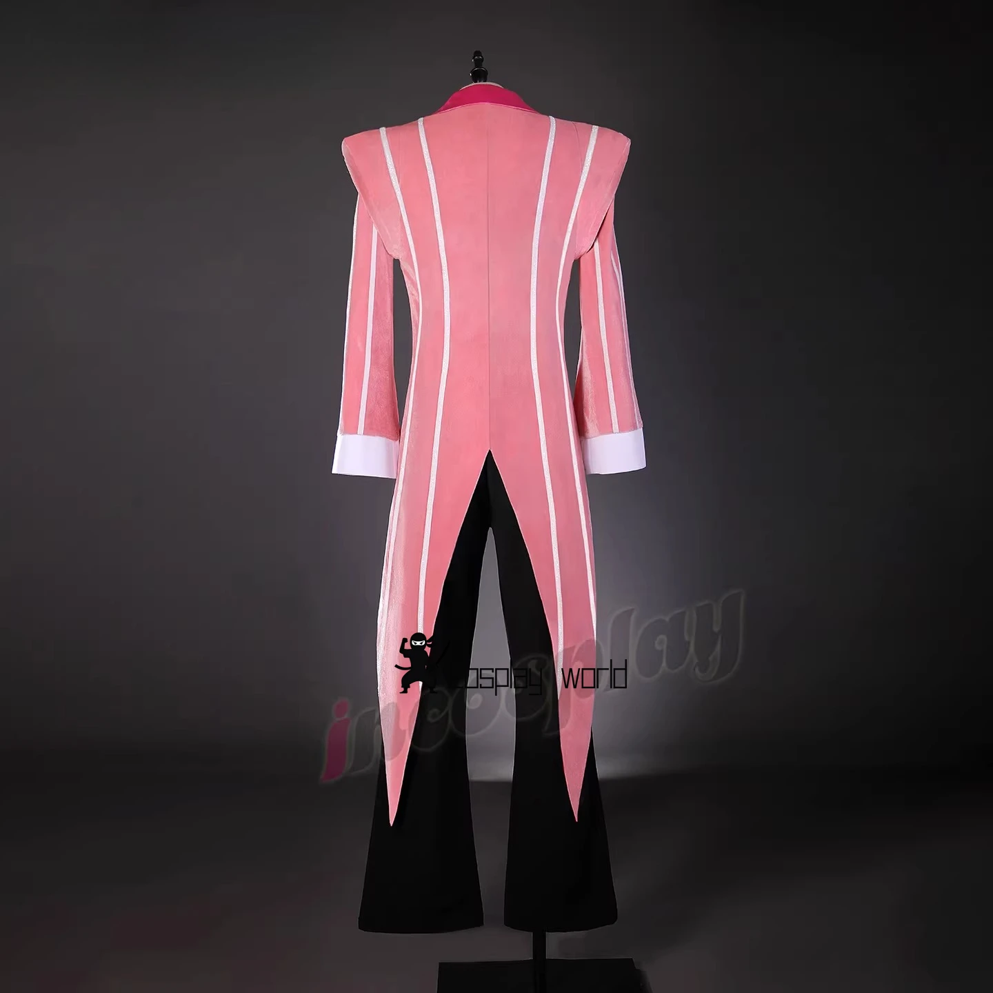 

Alastor Anime Hotel Cosplay Costume Radio Demon Pink Suit Uniform Halloween Christmas Party Role Playing S-3XL Costume