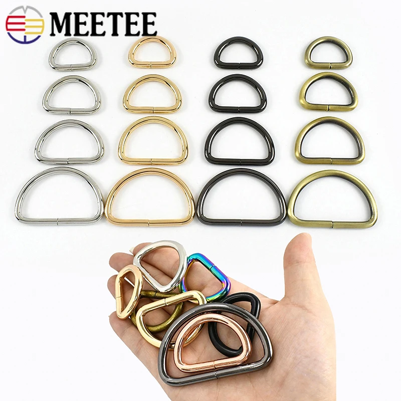 50Pcs 13-50mm Metal D Ring Buckles for Bag Strap Webbing Belt Buckle Handles Clasp Loops DIY Handbag Hooks Leather Accessories