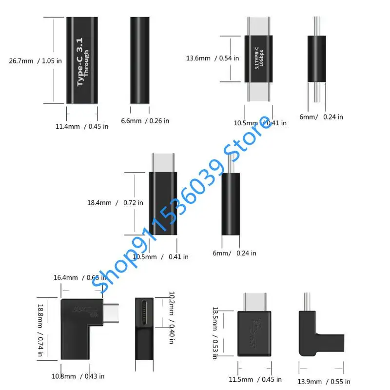 2pcs USB 3.1 Type C Adapter Converter USB C Charge Data Sync Extension USBC Female To Male Typec Connector for PC Laptop Phones