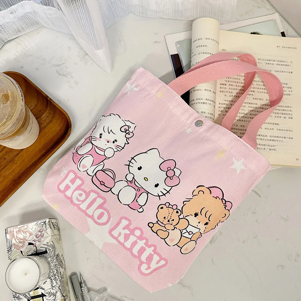 Hello Kitty Kawaii Anime Canvas Sanrio Bags Cartoon Handbags Large Capacity Satchel Casual Tote Women Commuter Backpacks Gifts