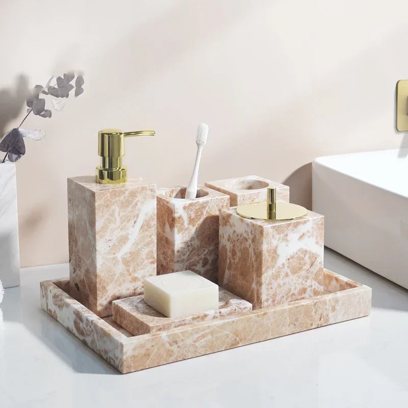 set-di-marmo-naturale-rosa-corallo-per-dispenser-di-sapone-da-bagno-portasapone-portaspazzolino-scatola-di-fazzoletti-vassoio-accessori-da-bagno