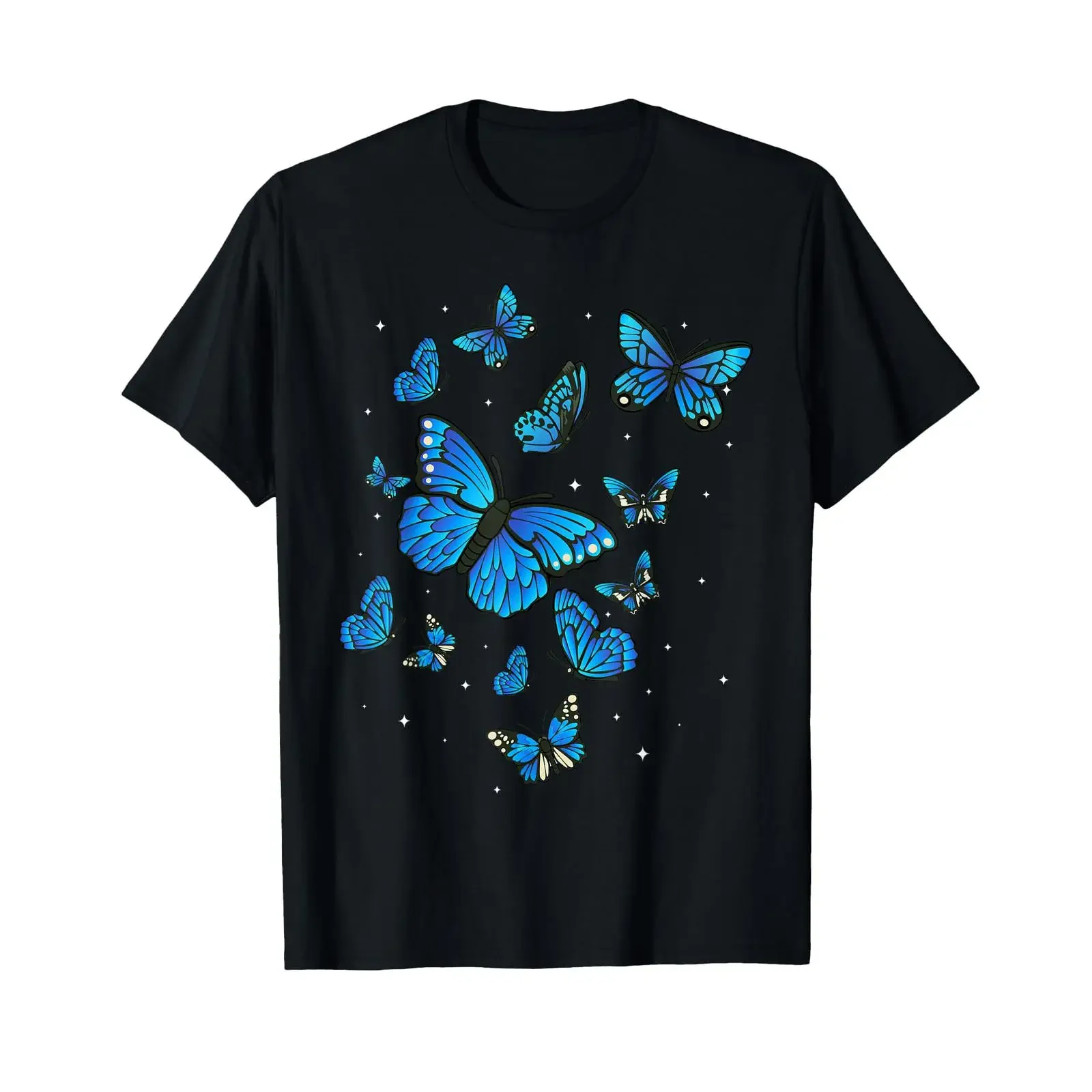 Blue Butterflies Insects Collector Nature Lover Botanist Art T Shirt vintage Washed Breathable designer clothes homme Casual