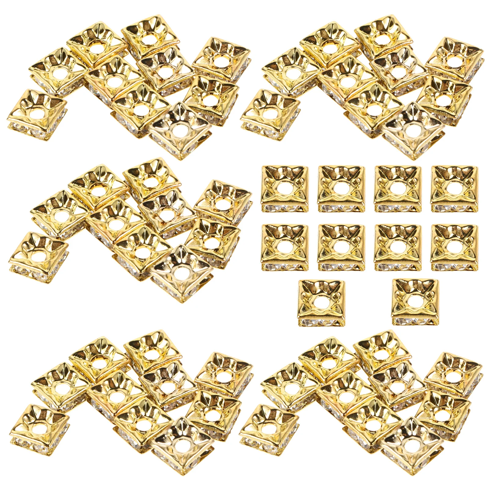 

60 Pcs Rhinestones and Sparse Beads Jewelry Gold Charms Necklace Loose Bracelet