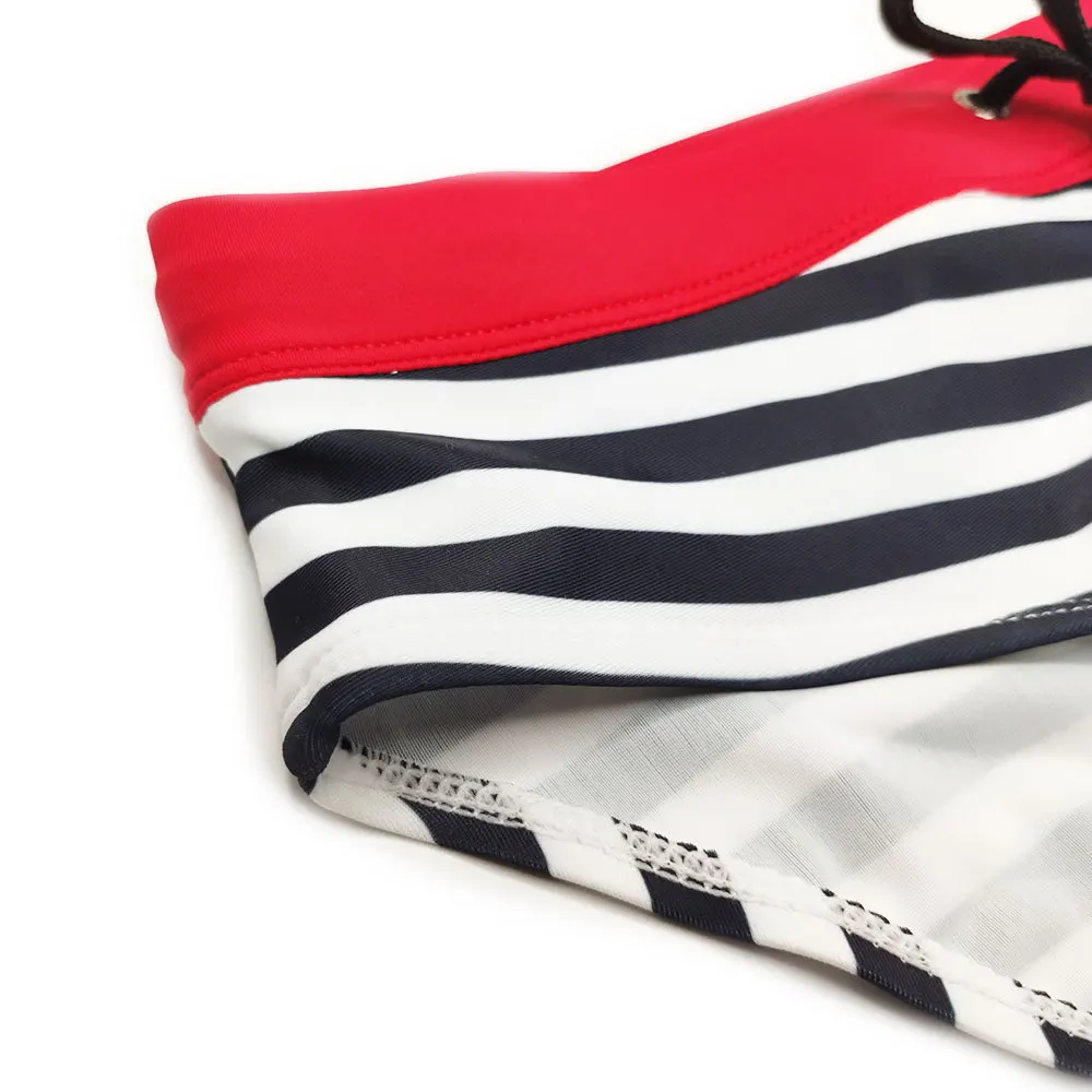 2026New men's striped two-color swimming shorts European and American cross-border naval style fashion beach UXH060