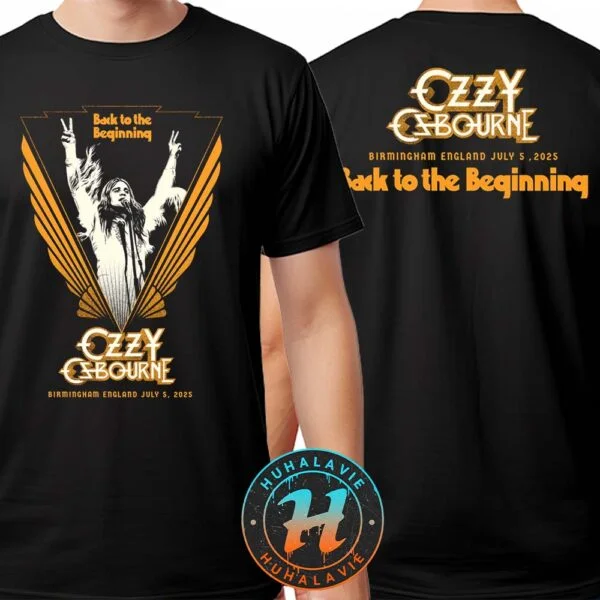 

Футболка Ozzy Osbourne Shep Fairey «Назад в начинается» 2025 — Final Show At Villa Park Birmingham Англия в июле 5 2025 г.