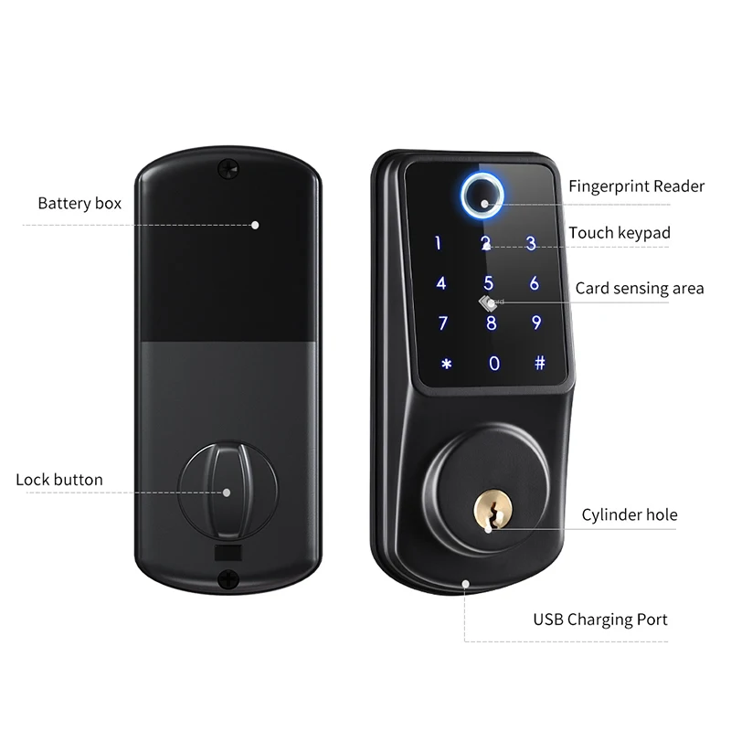 Imagem -04 - Tuya Wifi App Trava Automática Inteligente Controle Remoto Fingerprint Biometrics Código do Cartão de Senha Deadbolt