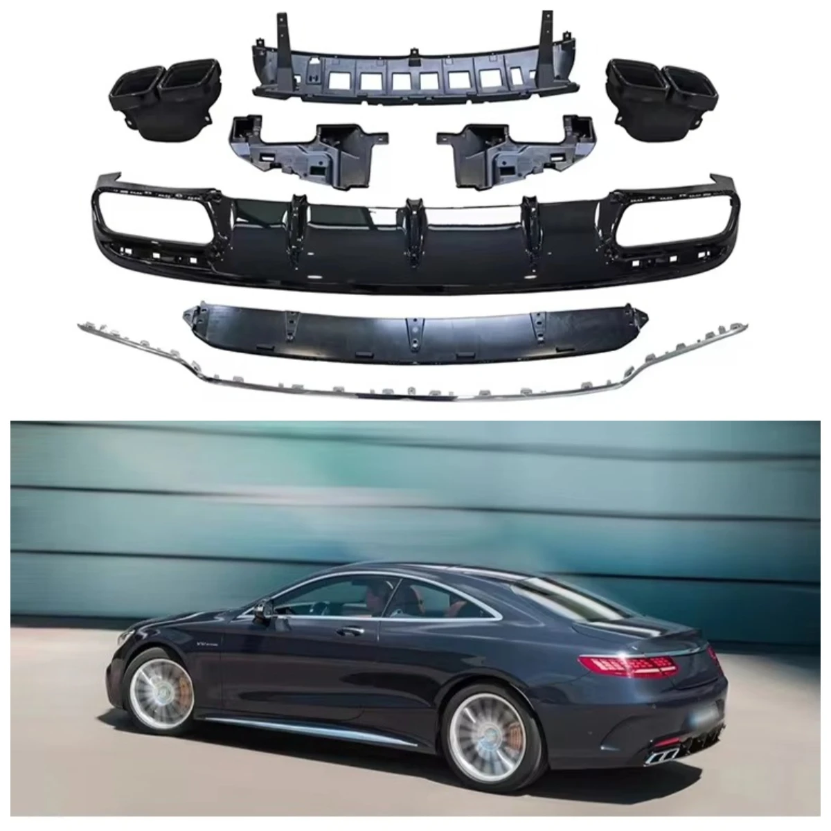

Wholesale S65 Coupe Style Silver Car Bumper Rear Diffuser for W222 2017-2020