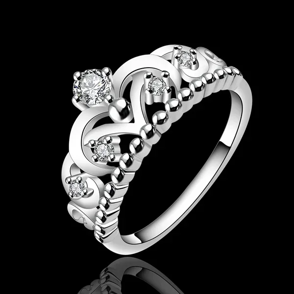 

Noble for Wedding Fashion Silver Color Jewelry Crown Rings Charms Popular Jewelry Free Shipping Factory Price