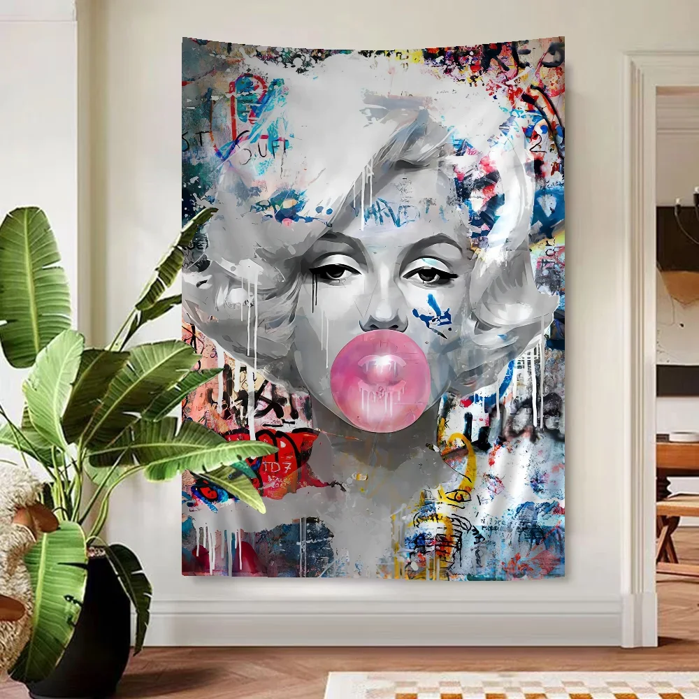 Vintage Marilyn Monroe DIY Wall Tapestry Hippie Flower Wall Carpets Dorm Decor Wall Art Decor