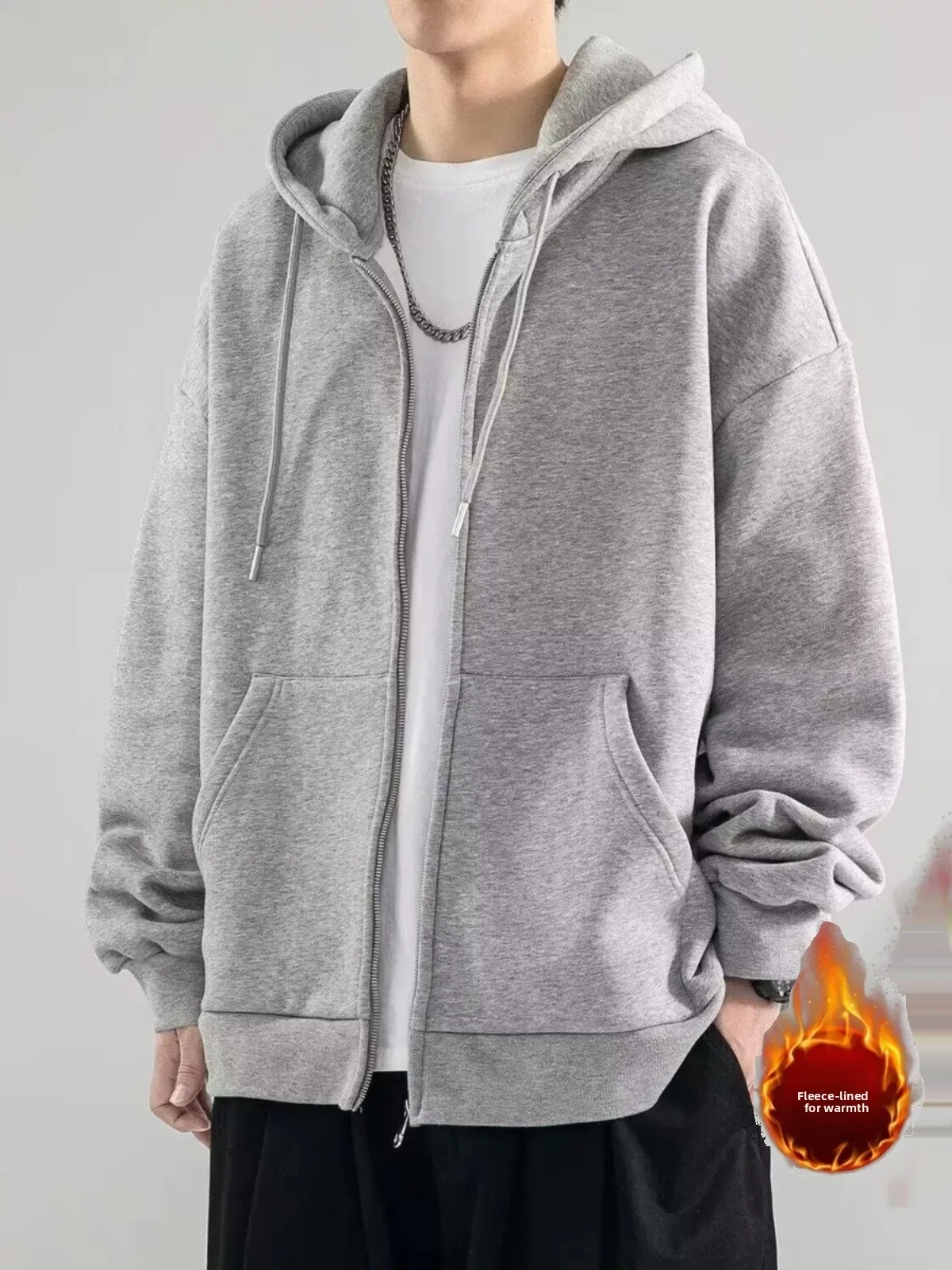 

Мужская толстовка-куртка American Style: утепленная, осенне-зимняя, модная, повседневная, свободного кроя, на флисовой подкладке, молодежная верхняя одежда