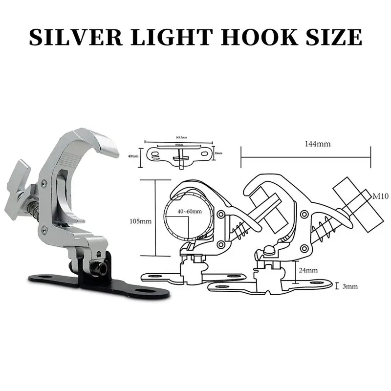 A71Z 1 زوج الألومنيوم ضوء المرحلة هوك شعاع تتحرك رئيس ضوء الجمالون كليب تحميل السلامة 150 كجم لمعدات مرحلة ديسكو DJ (أ)