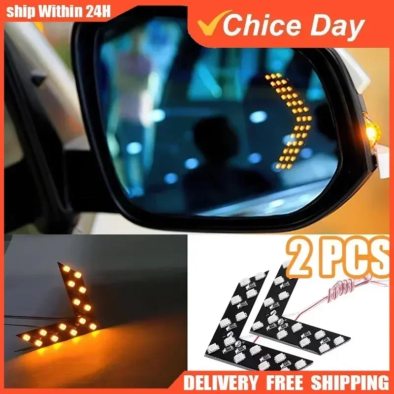 2Pcs Car LED Lights Rear View Mirror Arrow Panel Light 12V 14SMD Rear View Mirror Indicator Turn Signal Lamp Auto Accessories