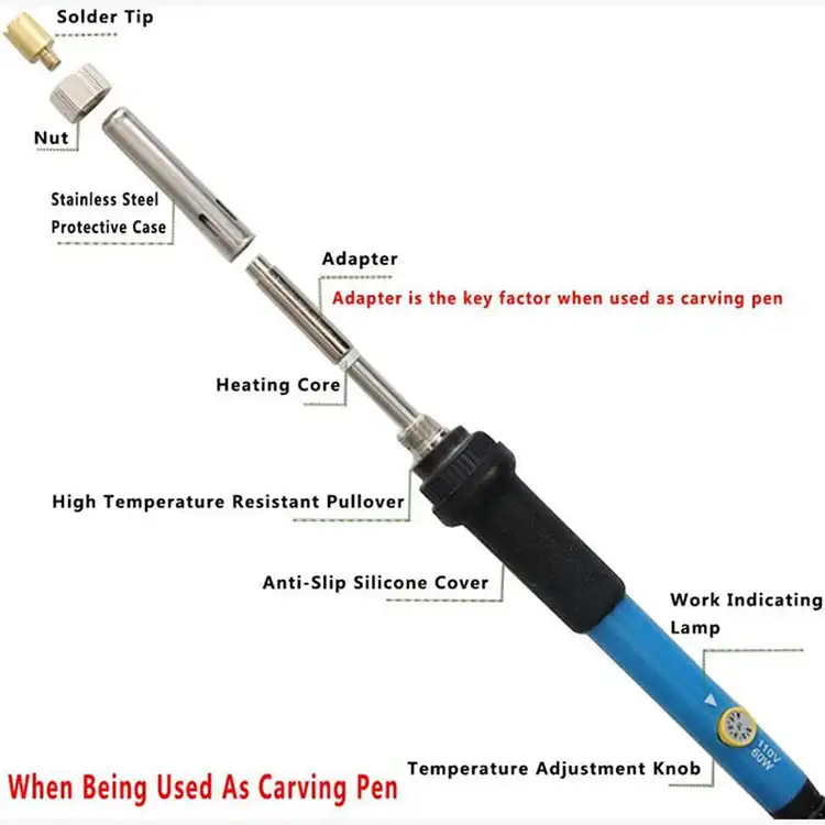 Soldering Iron Adjustable Temperature Electric 220V 110V 60W Welding Solder Rework Station Heat Cautin Pencil Tips Repair Tool
